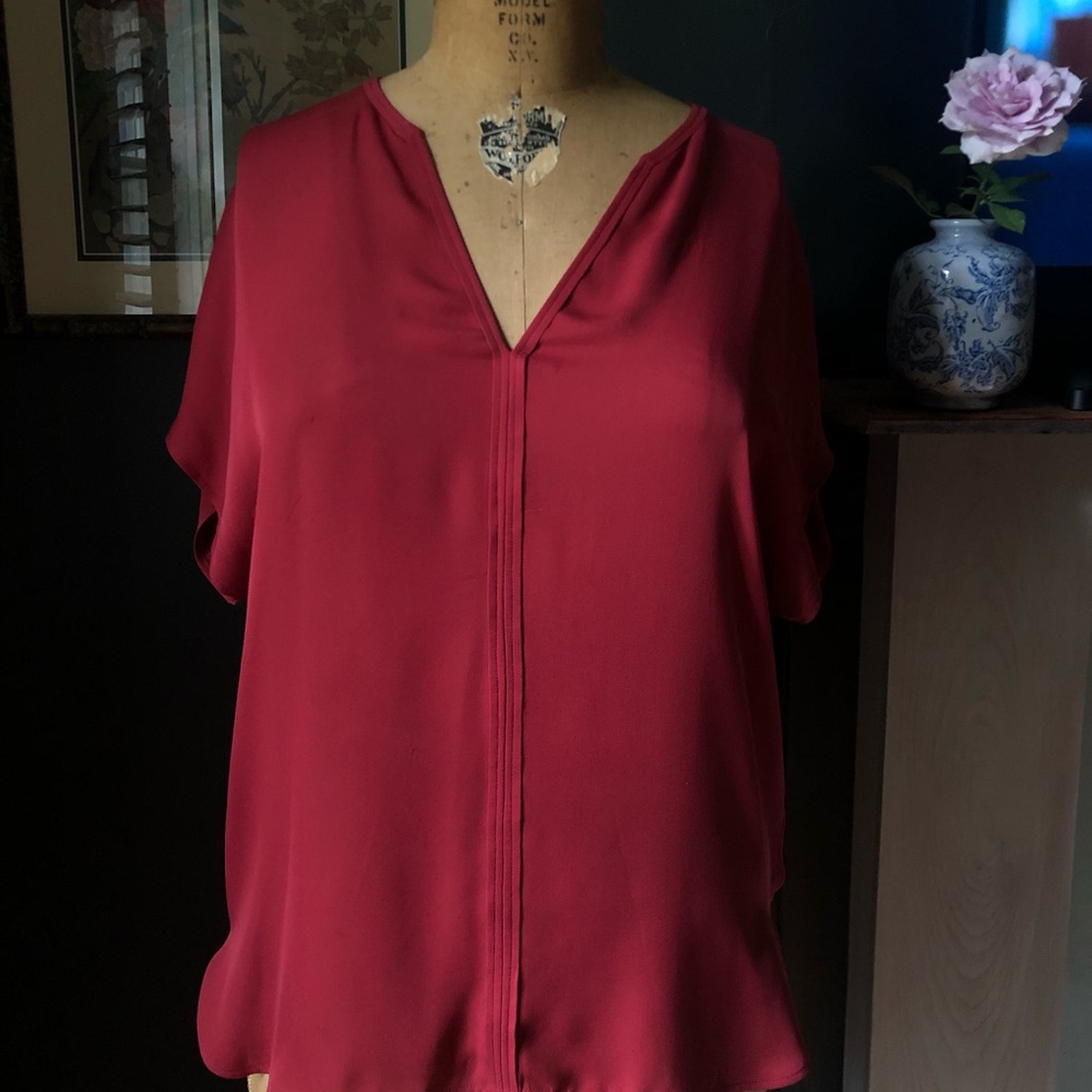 Deep cherry red light Vince top.
